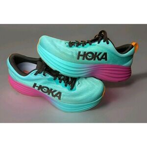 Hoka Bondi 8 Mens 12D Electric Aqua Black Colorway